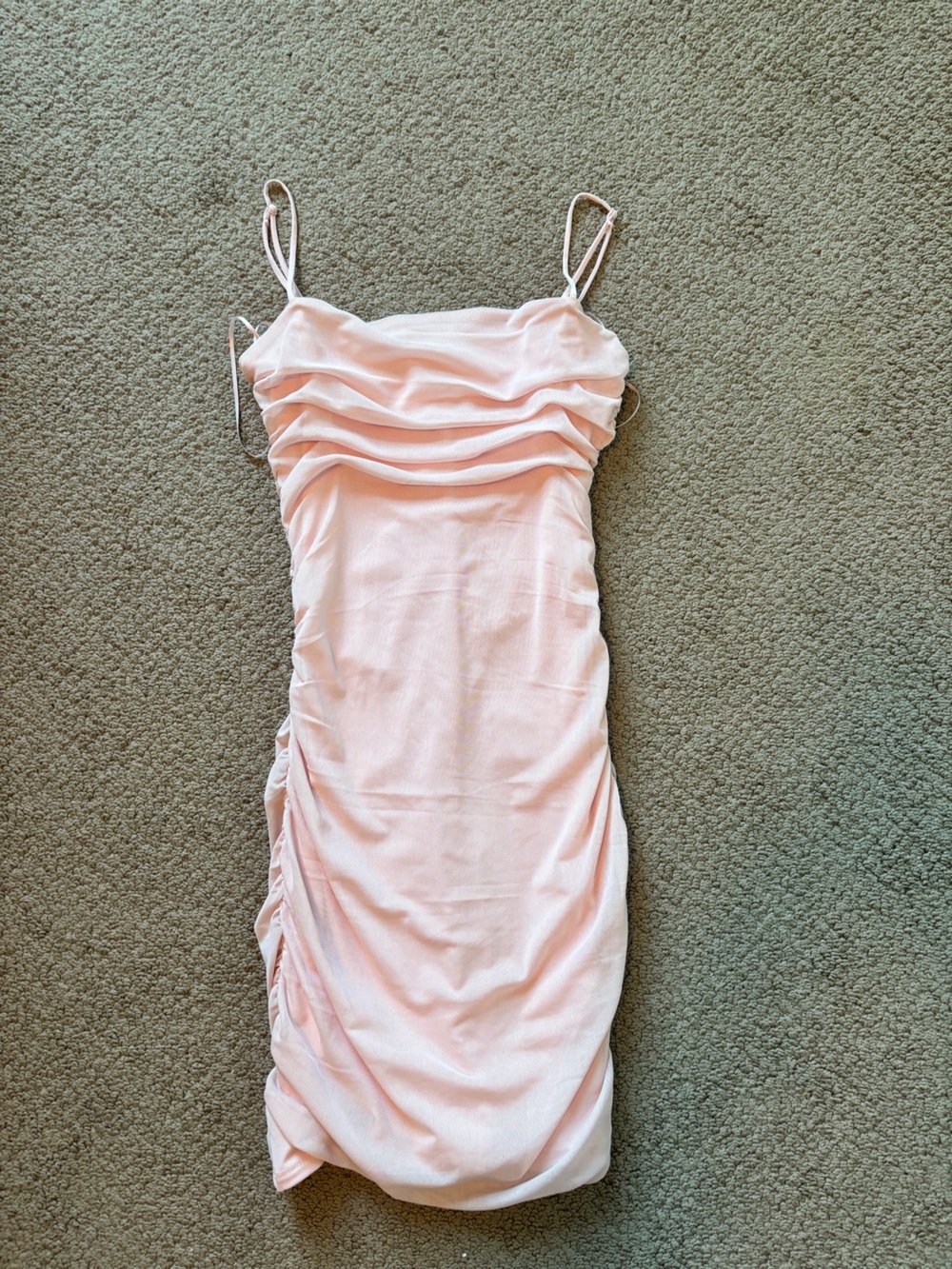 Garage Pale Pink Ruched Slip Dress
